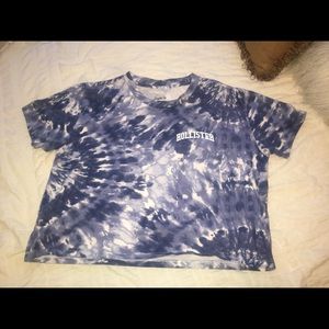 Hollister blue tie-dye cropped tee